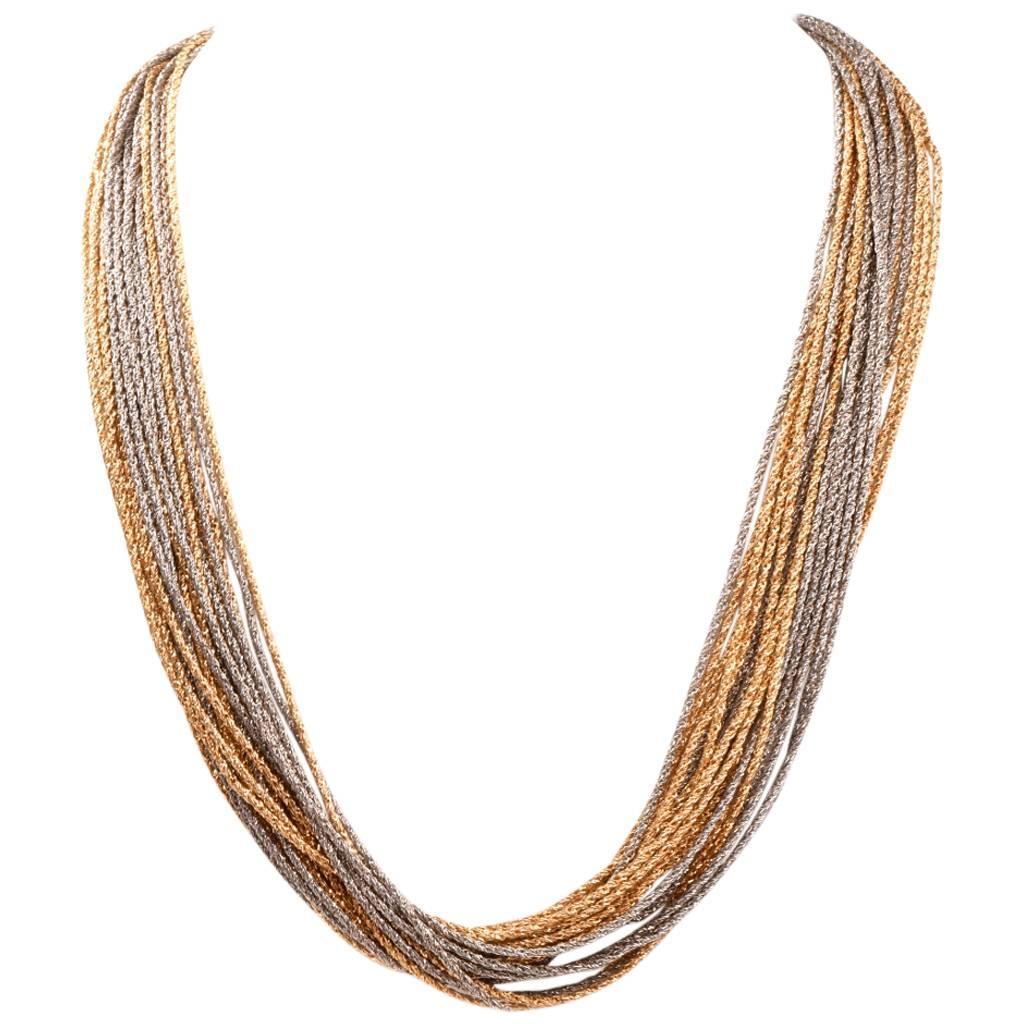 Heavy Twisted Rope Multi Strand Gold Necklace For Sale at 1stdibs