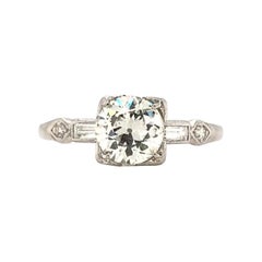 Antique Art Deco 1.12 Carat Diamond Platinum Solitaire Engagement Ring