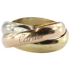 Cartier 18K Tri Color Trinity Ring Size 11