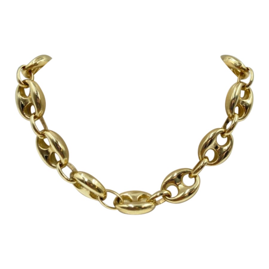 26" Hollow 14K Yellow Gold Mariner Chain 48.3g For Sale