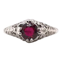Art Deco 0.92 Carat Ruby Filigree Ring