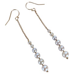 Marina J. Dangle Graduated Pearl Earrings with solid 14k Yellow Gold