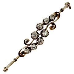Bracelet jonc victorien ancien Art nouveau en or 14 carats avec diamants taille vieille mine