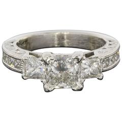 Tacori Platinum Princess Diamond GIA Certified Classic Crescent Engagement Ring