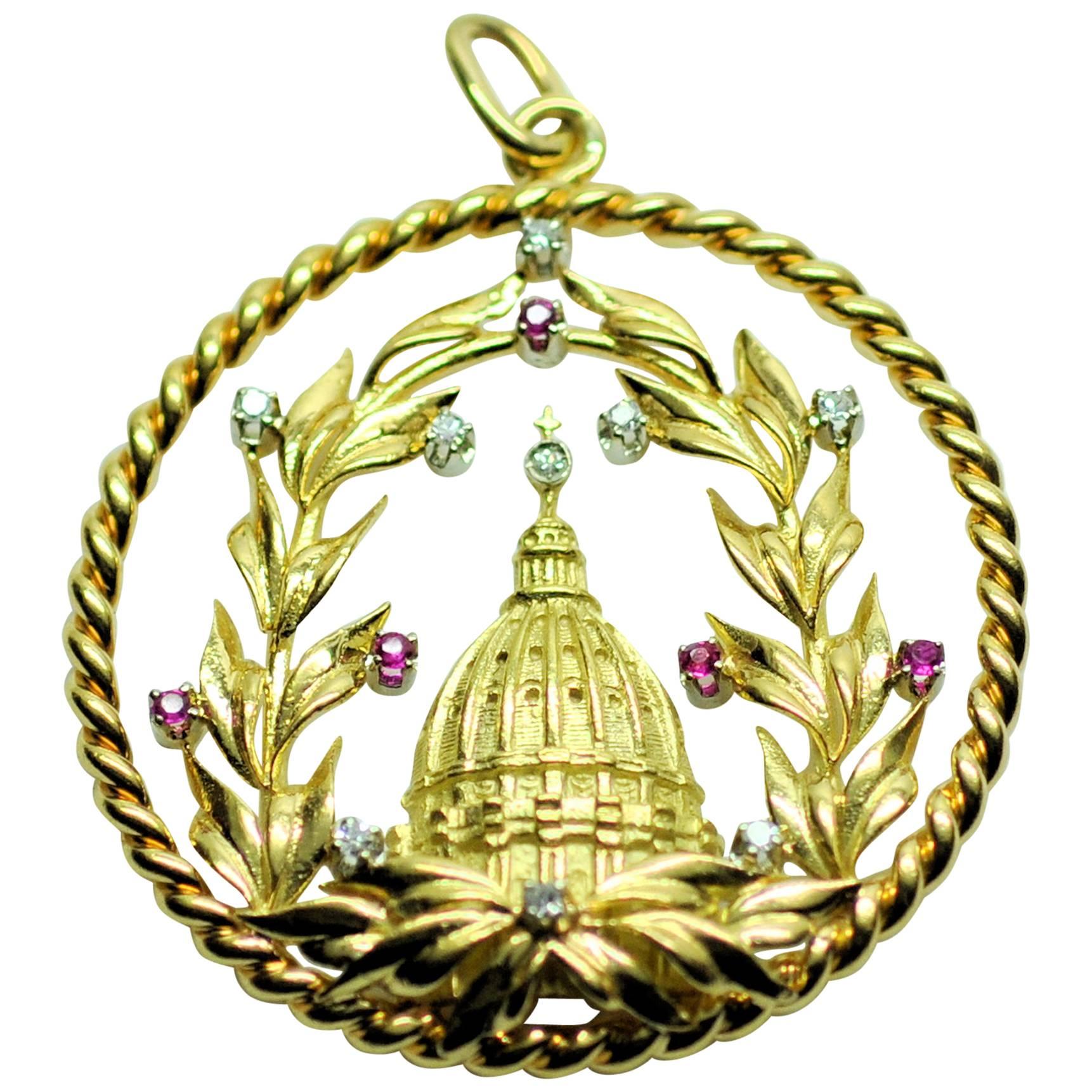  Ruby and Diamond Vatican Charm/Pendant
