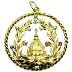 Ruby and Diamond Vatican Charm/Pendant
