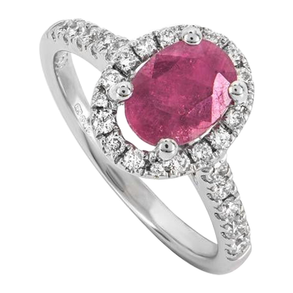 White Gold Ruby & Diamond Ring 1.28ct For Sale