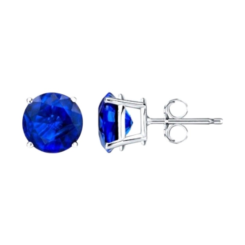 2.20 to 2.30 Ct Classic Gemstone Sapphire Stud Ears - 14K White Gold