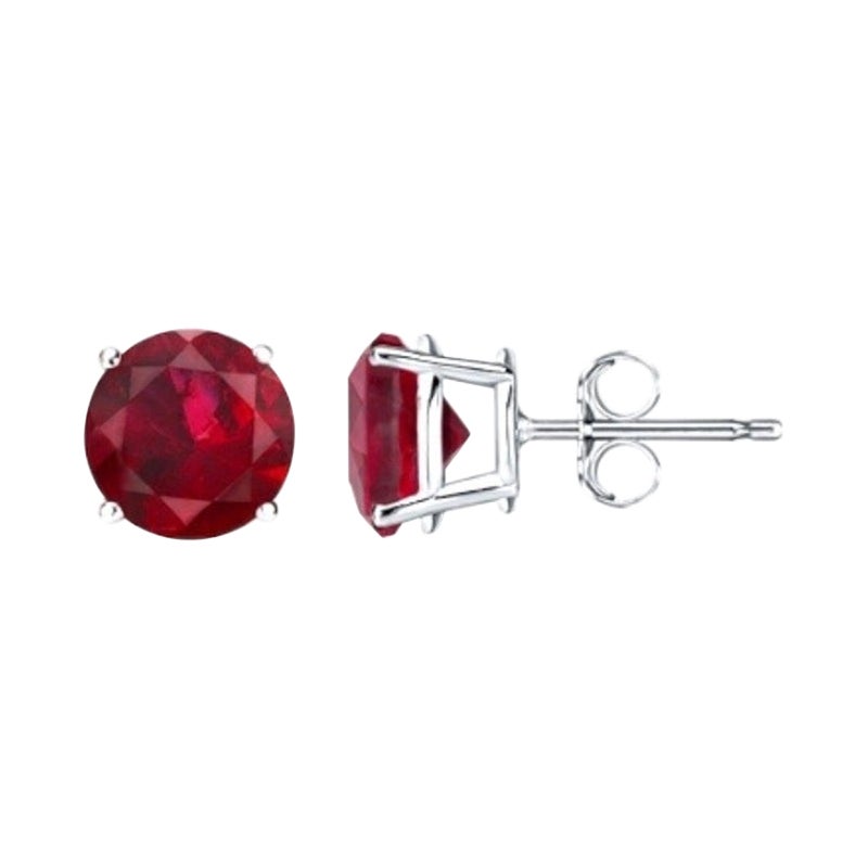 1.1 to 1.20 Ct Oval Gemstone Ruby Stud Earrings - 14K White Gold For Sale
