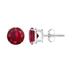 1.1 to 1.20 Ct Oval Gemstone Ruby Stud Earrings - 14K White Gold