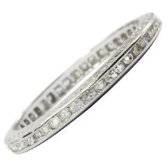 Circa 1935 Art Deco Platinum Diamond French Cut Eternity Band 4