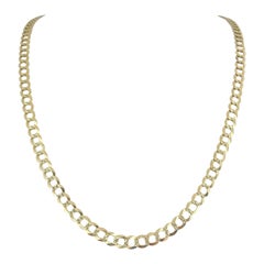 14 Karat Yellow Gold Diamond Cut Curb Link Chain Necklace 