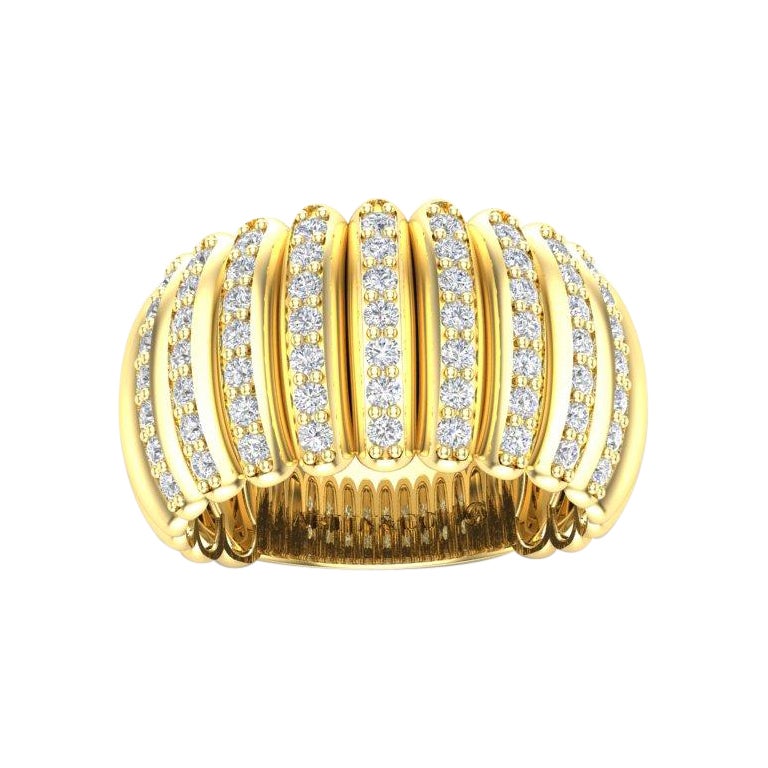 14K Gold Diamond Line Dome Ring Band For Sale