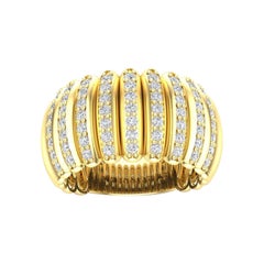 14K Gold Diamond Line Dome Ring Band