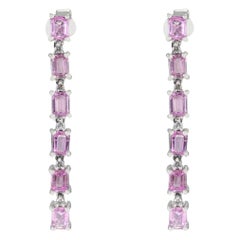 18 Karat White Gold 2.53ct Pink Sapphire and Diamond Cocktail Earrings