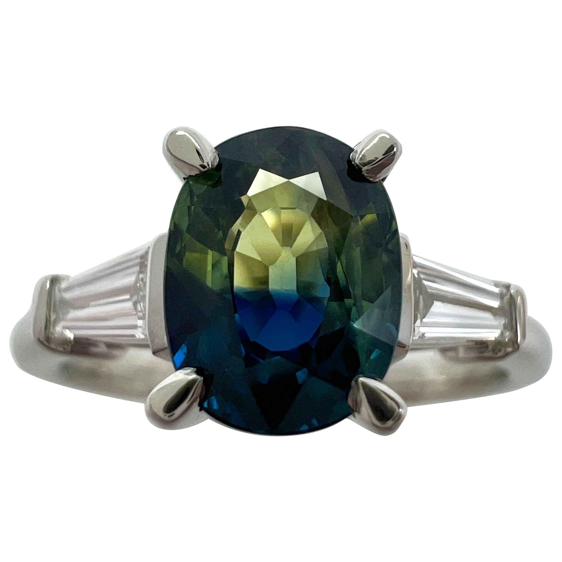 GIA Certified 1.35ct Australian Bi Color Sapphire And Diamond Platinum Ring