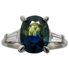 GIA Certified 1.35ct Australian Bi Color Sapphire And Diamond Platinum Ring