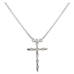 Unisex Diamond Cross Pendant Necklace in 18k Solid White Gold Christmas Gift