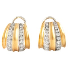 Vintage Diamond Yellow White 18K Gold Earrings