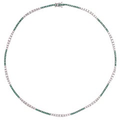  Alex Jona Halskette aus 18 Karat Weißgold mit Smaragd und weißem Diamant