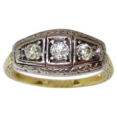 Antique Trilogy Old Cut Diamond Ring