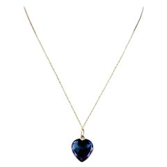 14K Yellow Gold Amethyst Heart Pendant Necklace #15682
