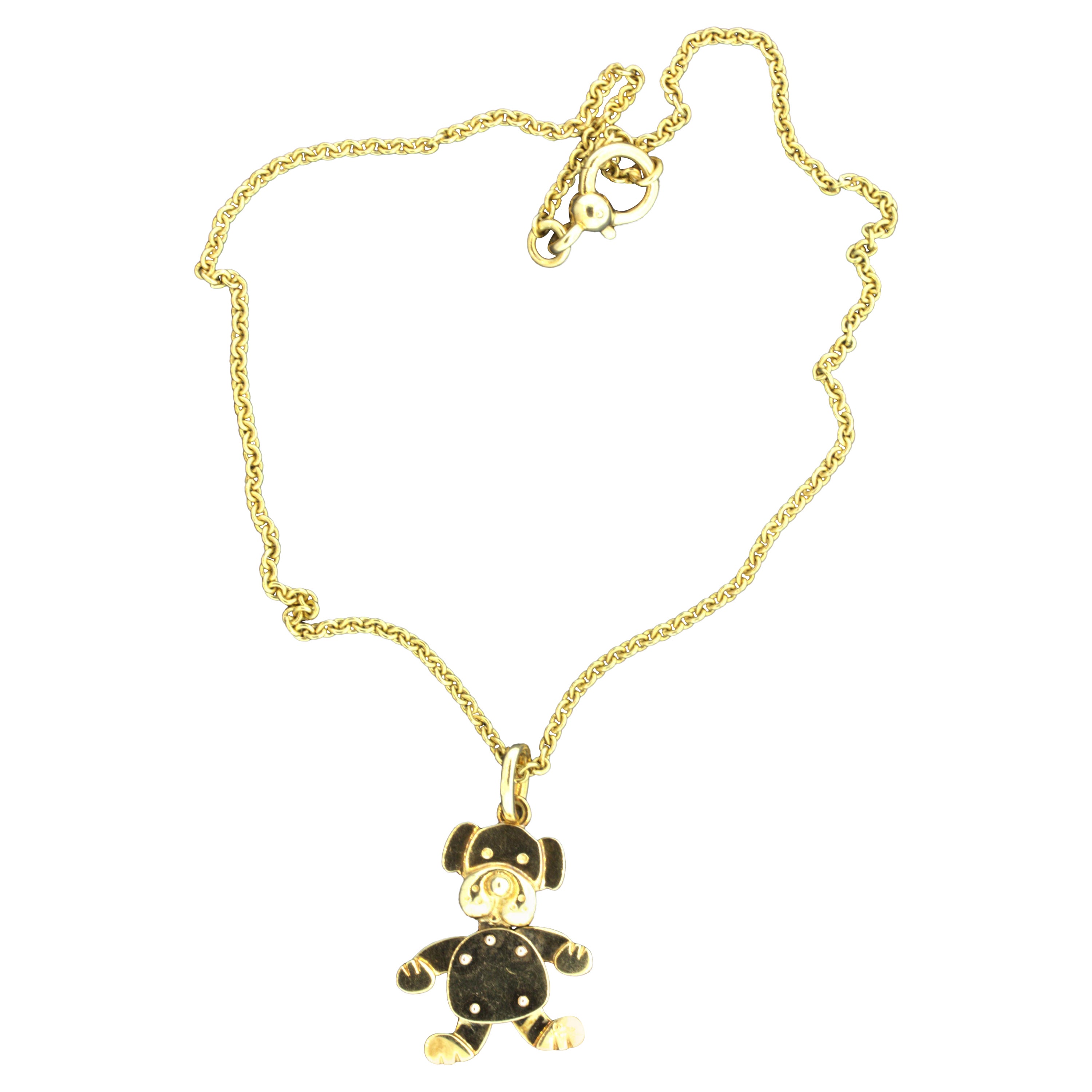 Pomellato 18k Yellow Gold Puppy Dog Pendant Necklace For Sale