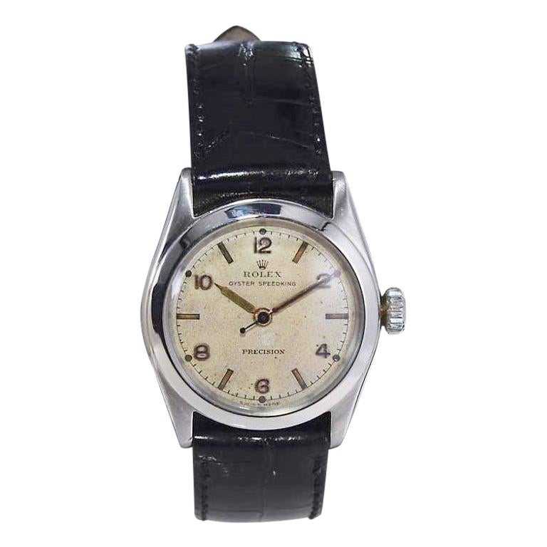 Rolex Edelstahl- Speedking-Uhr aus Edelstahl mit Original Zifferblatt und Hand von 1947 im Angebot
