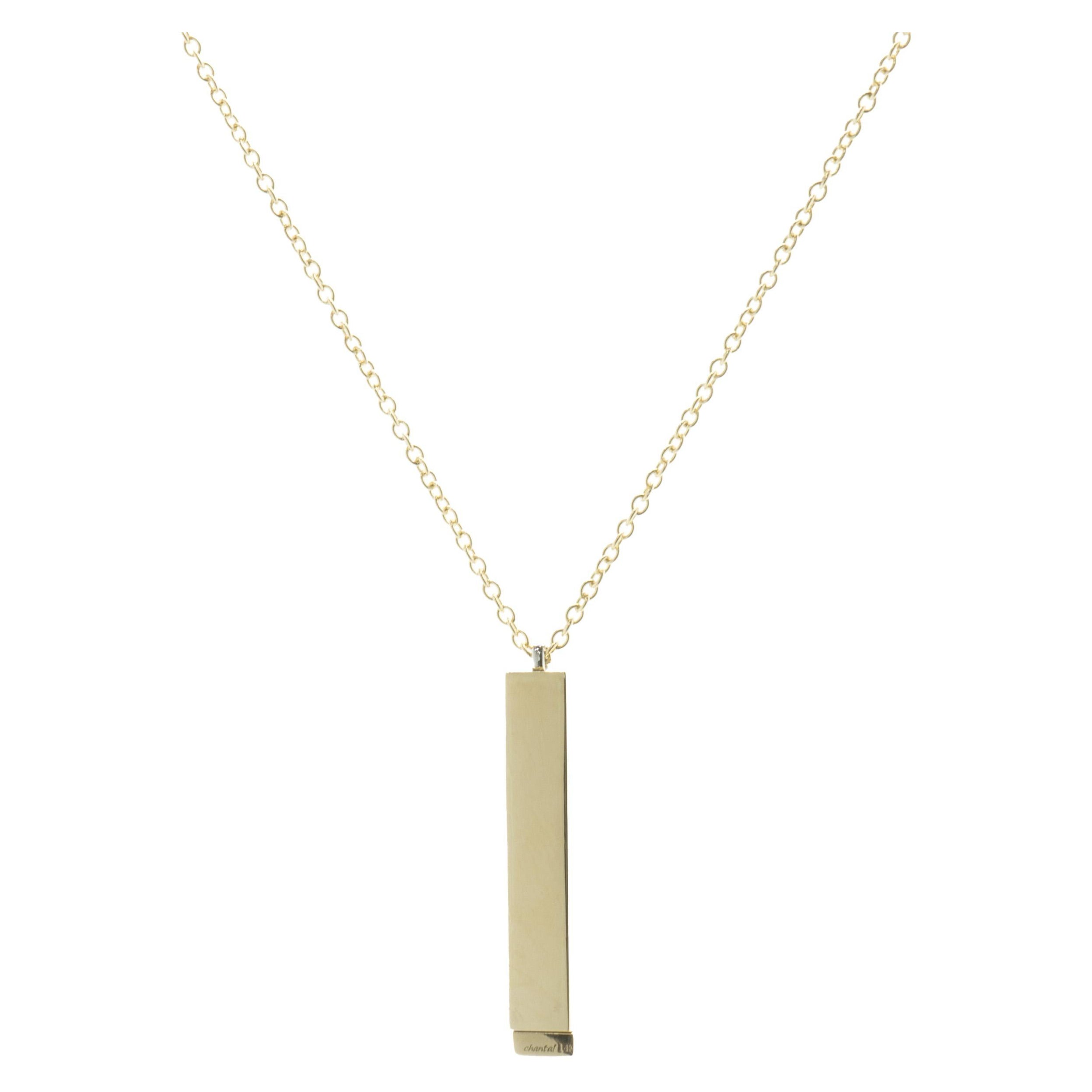 14 Karat Yellow Gold Diamond Bar Necklace