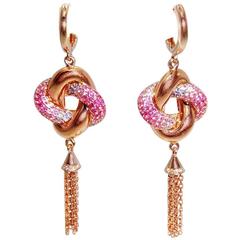 Pink Blue Sapphire Ruby Twist Knot Dangle Earrings 3