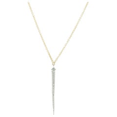 14 Karat Gelbgold Speer-Halskette mit Pavé-Diamant