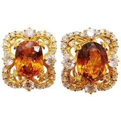 Victorian Yellow sapphire and Diamond earrings 3