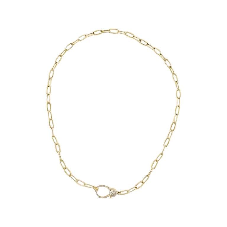 Antonia 14k gold paperclip chain with diamond encrusted lobster claw clasp