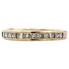 Contemporary 18K Weißgold Handgraviertes Diamantband im Prinzessinnenschliff 
