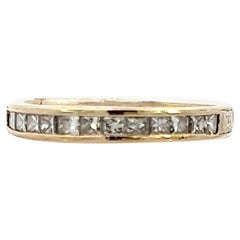 Contemporary 18K White Gold Hand Engraved Princess Cut Diamond Band