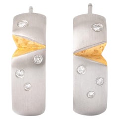 Pendientes Oro Amarillo 18K Platino Diamante