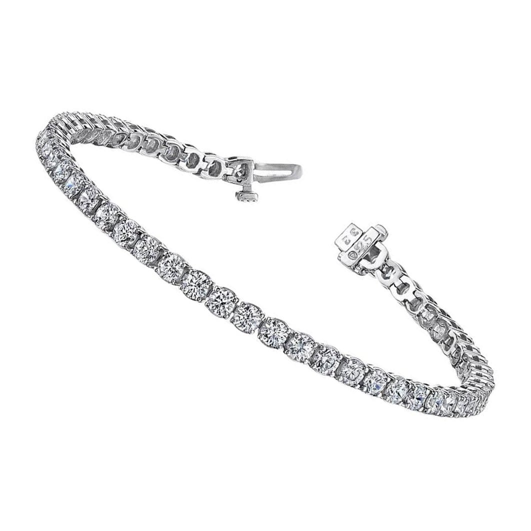 Sparkling 8.90 Carat Round Natural Diamond Tennis Bracelet in 14k White ref552 For Sale