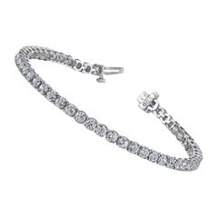 Sparkling 8.90 Carat Round Natural Diamond Tennis Bracelet in 14k White ref552