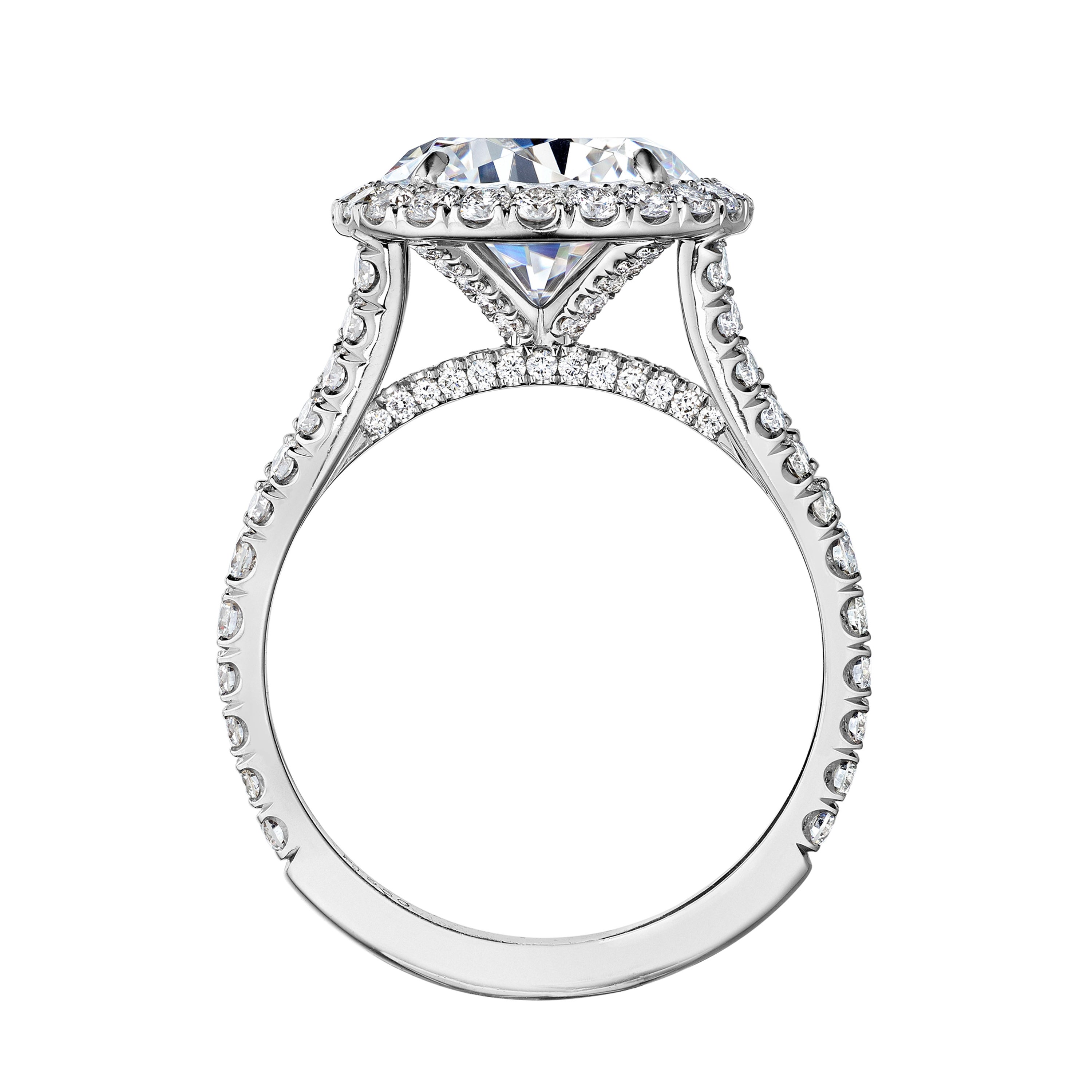 GIA Certified 3.40 Carat G VS1 Round Diamond Engagement Ring "Oprah" For Sale