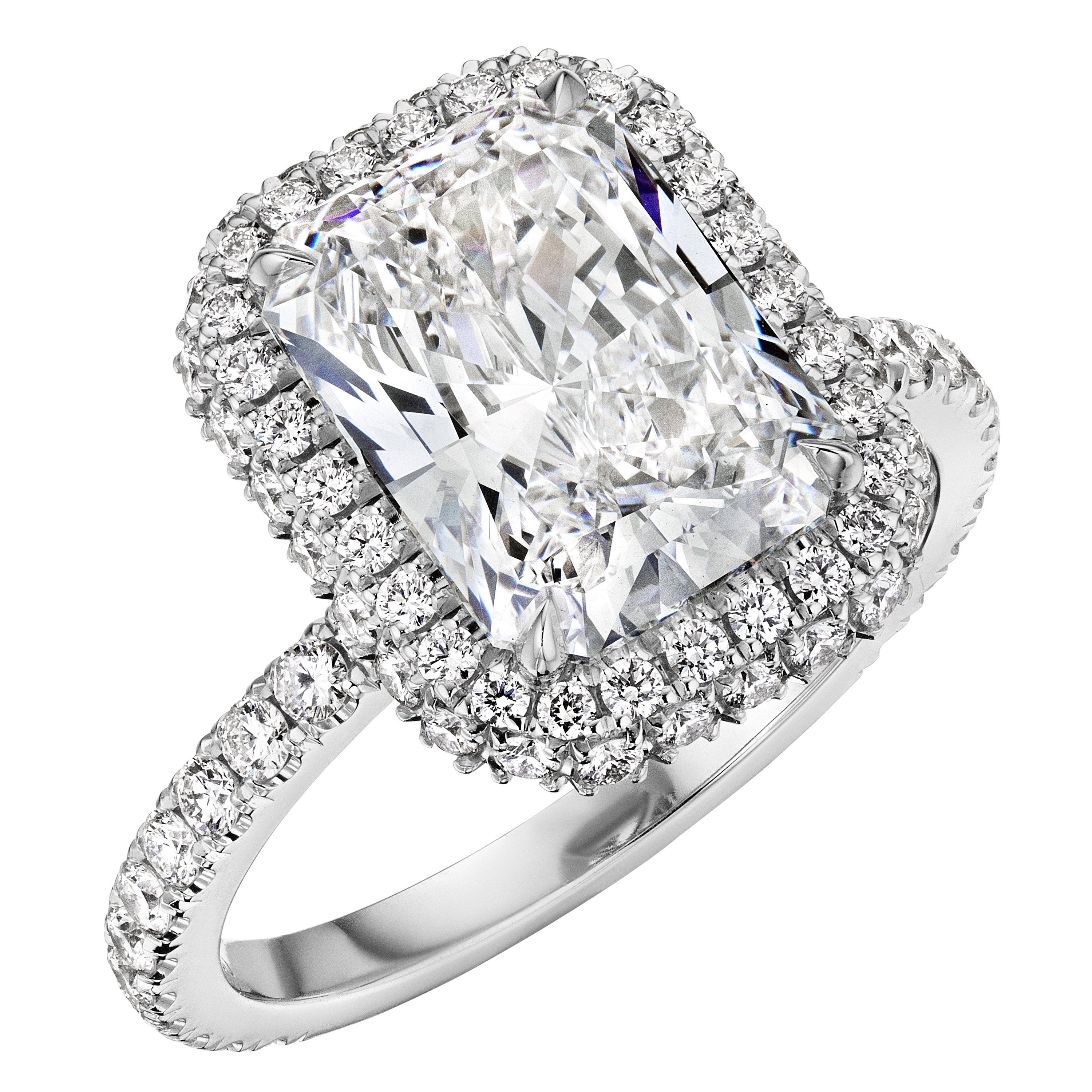 GIA Certified 2.75 Carat E VS1 Radiant Diamond Engagement Ring "Camila" For Sale
