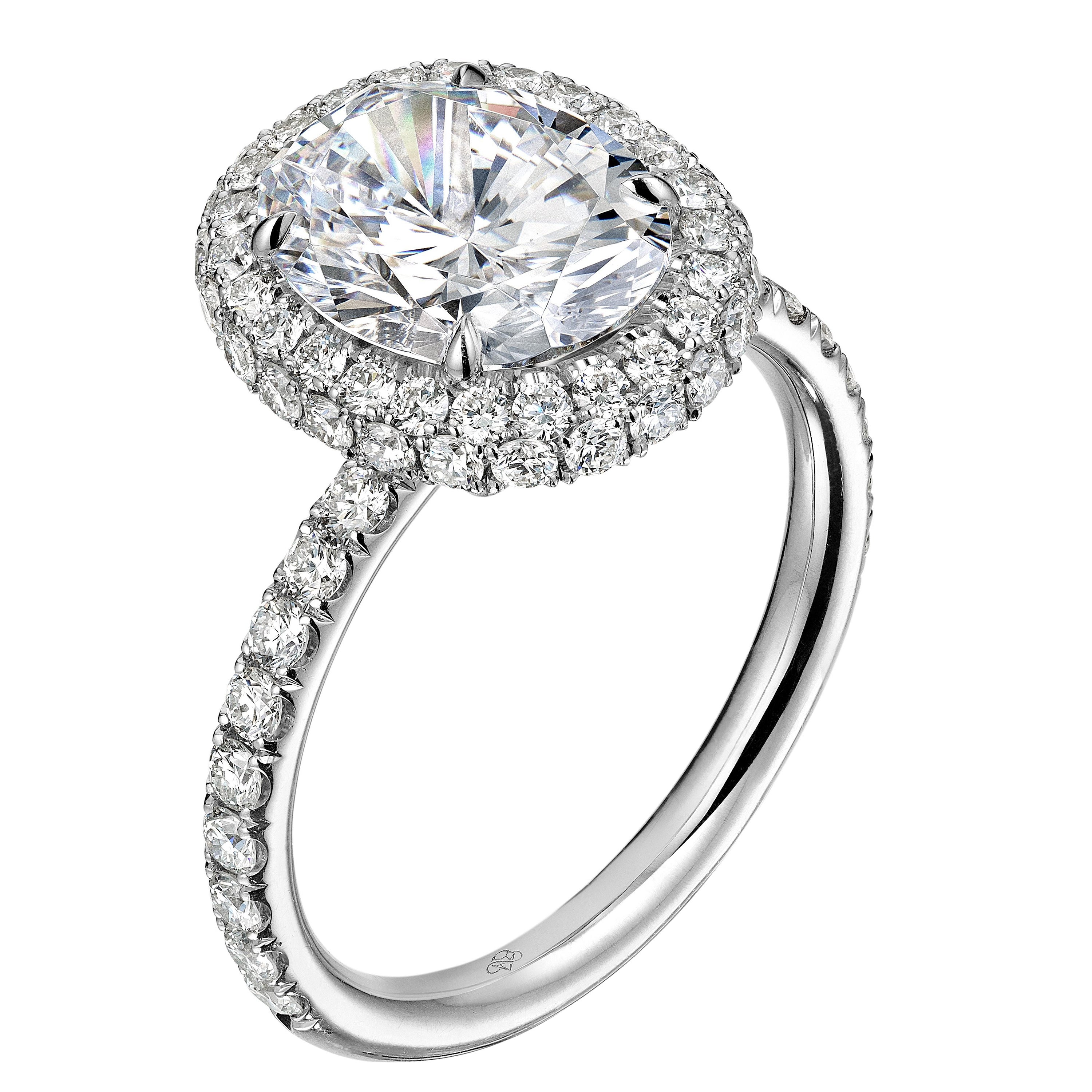 GIA Certified 2.50 Carat E SI1 Oval Diamond Engagement Ring "Camila" For Sale
