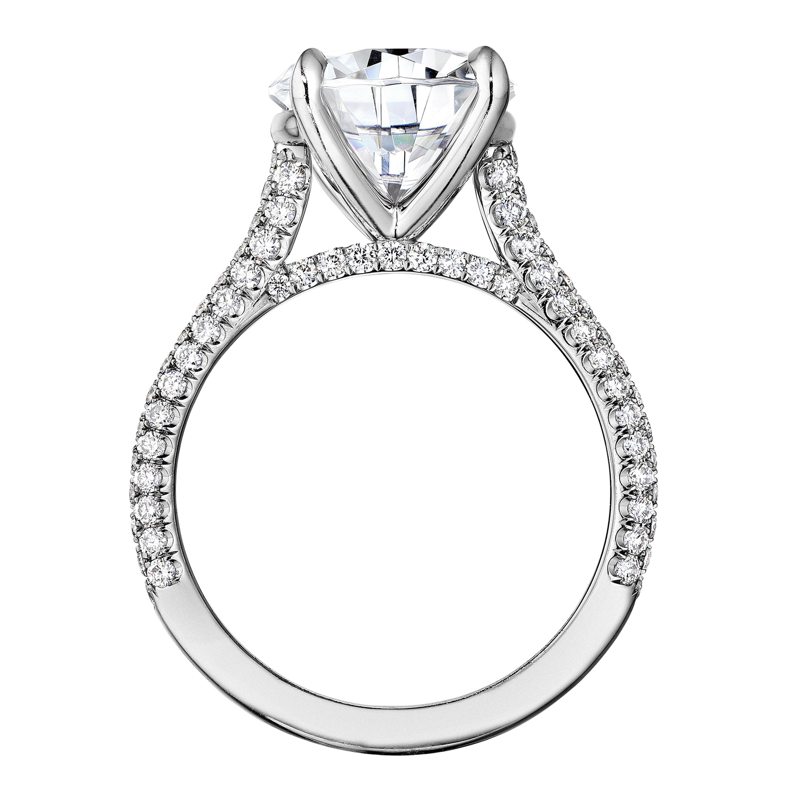 Bague de fiançailles Sabrina avec diamant rond de 3,50 carats certifié GIA E VS1 en vente