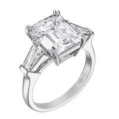 Bague de fiançailles "London" en diamant émeraude certifié GIA de 5,00 carats E VS2