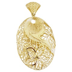 Oval Shape Pendant 14 Karat Yellow Gold