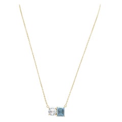 Suzy Levian Yellow Sterling Silver White Topaz & Blue Topaz Two Stone Necklace