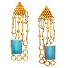 Turquoise Gold Earring