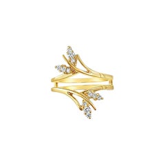 Bague de garde en or jaune 14k avec diamant en forme de feuille .33cttw