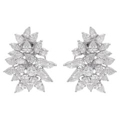 Natural 9.58 Carat Marquise & Pear Shape Diamond Earrings 18 Karat White Gold