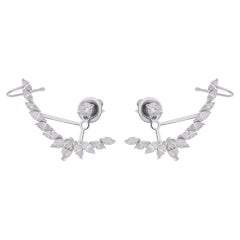 Natural 2.26 Carat Marquise & Round Diamond Jacket Earrings 18 Karat White Gold