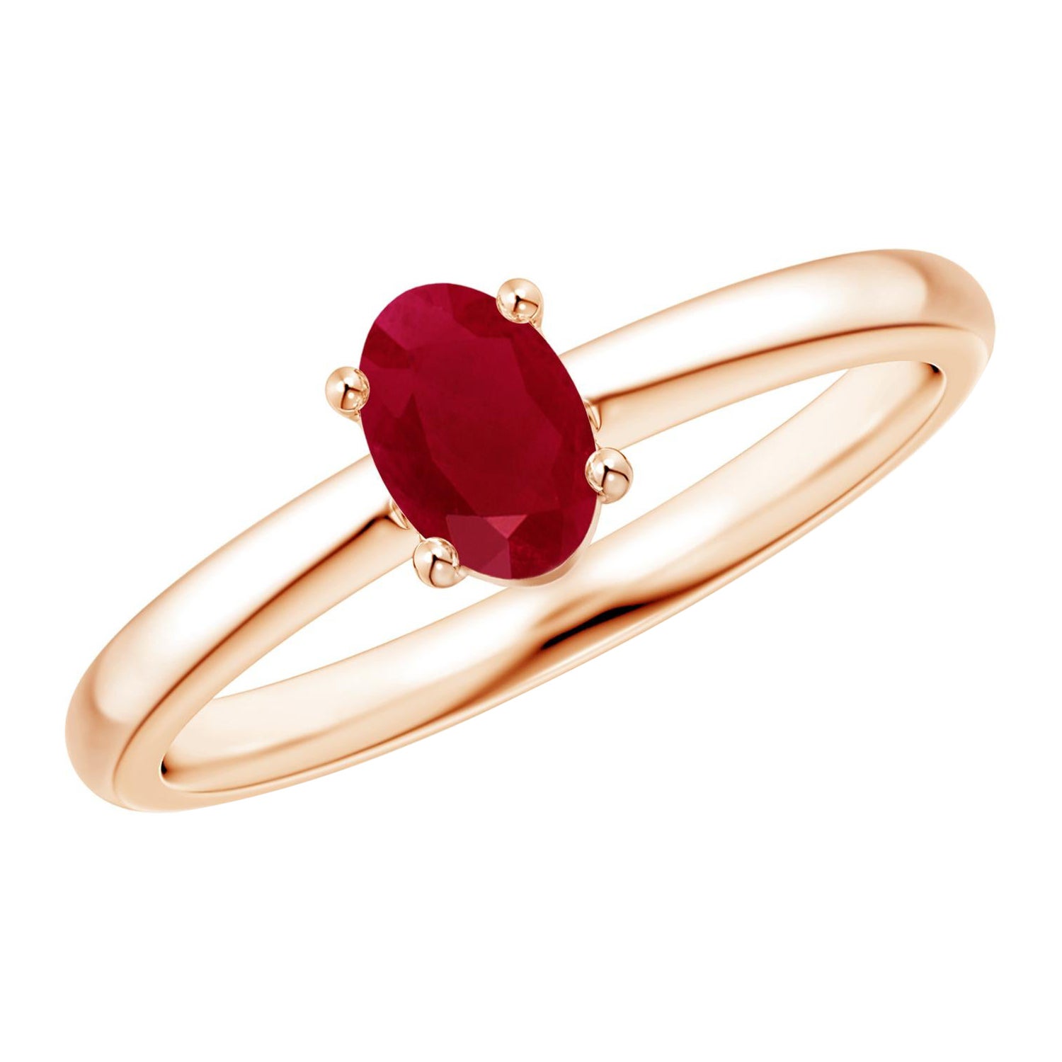 En vente :  ANGARA Bague de promesse en or rose 14 carats, solitaire Classic Nature, ovale 0,60 ct de rubis